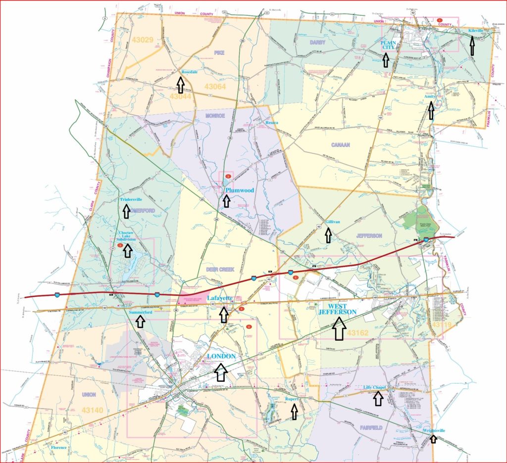 This is a map of Madison County, the North Region